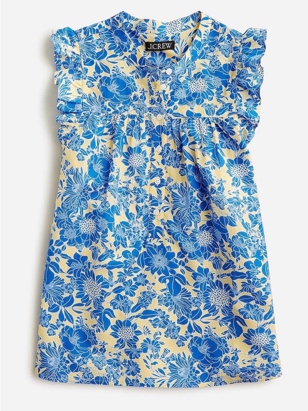 J. Crew Sleeveless ruffle-trim top in blue floral